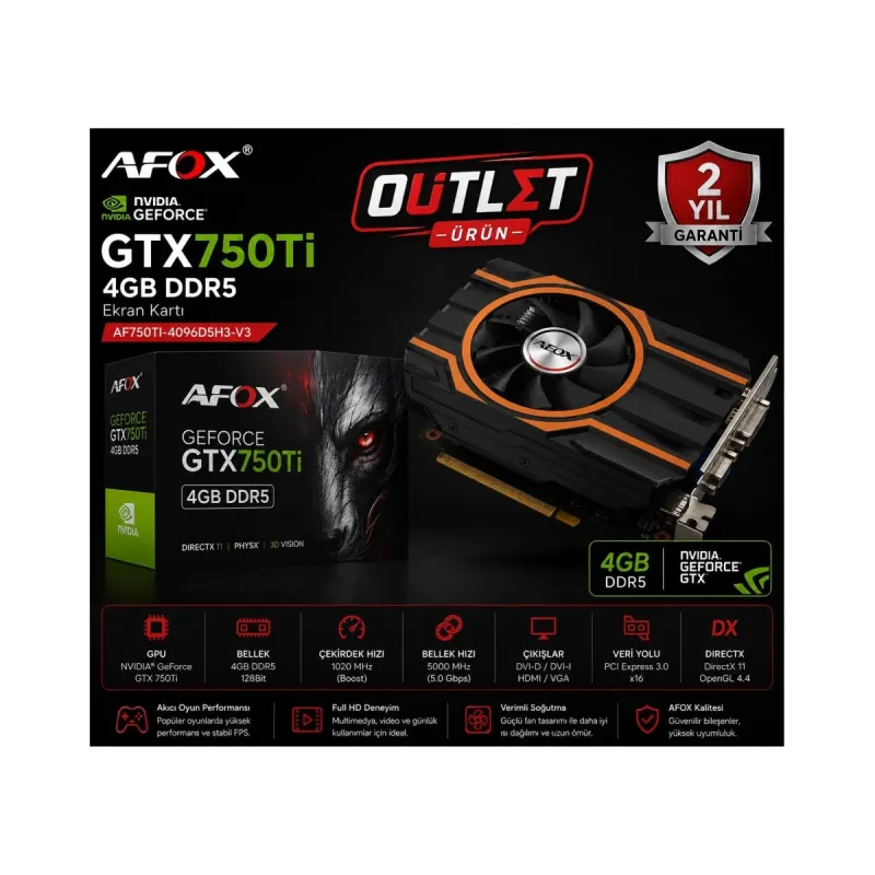 Afox GeForce GTX 750 Ti 4GB GDDR5 Ekran Kartı