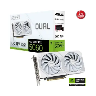 Asus Dual GeForce RTX 5060 OC White 8GB GDDR7 Ekran Kartı