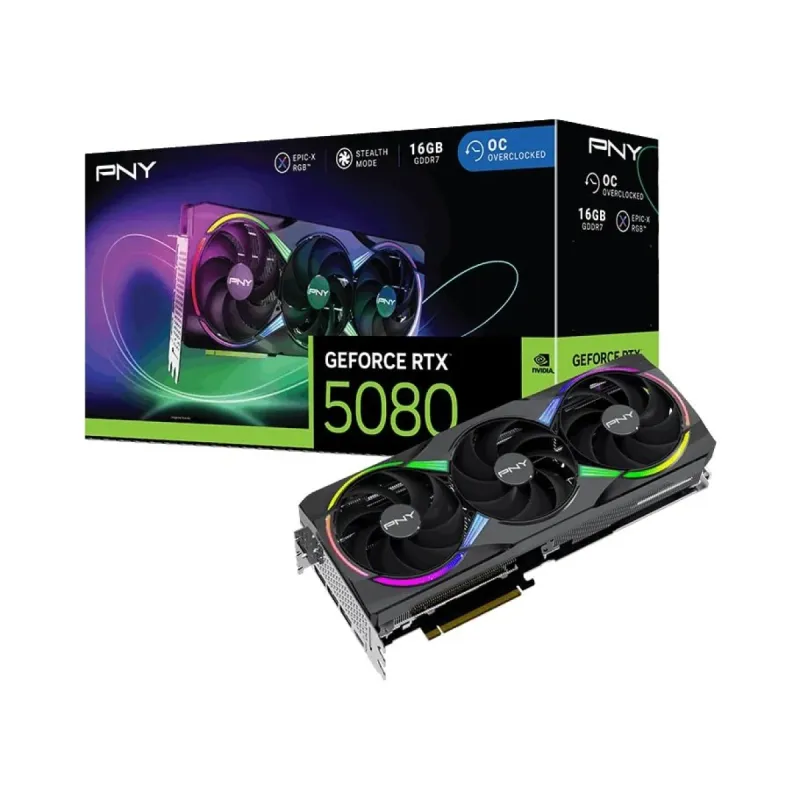 PNY GeForce RTX 5080 ARGB Epic-X OC Triple 16GB GDDR7 Ekran Kartı