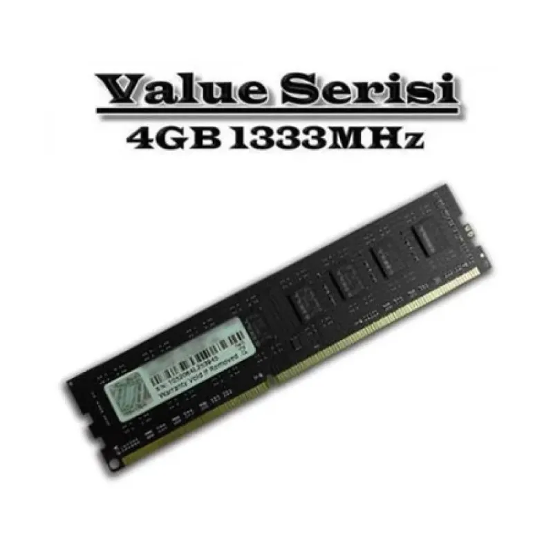 G.Skill Value 4 GB (1x4 GB) DDR3 1333 MT/s CL9 DIMM Siyah F3-1333C9S-4GNS RAM