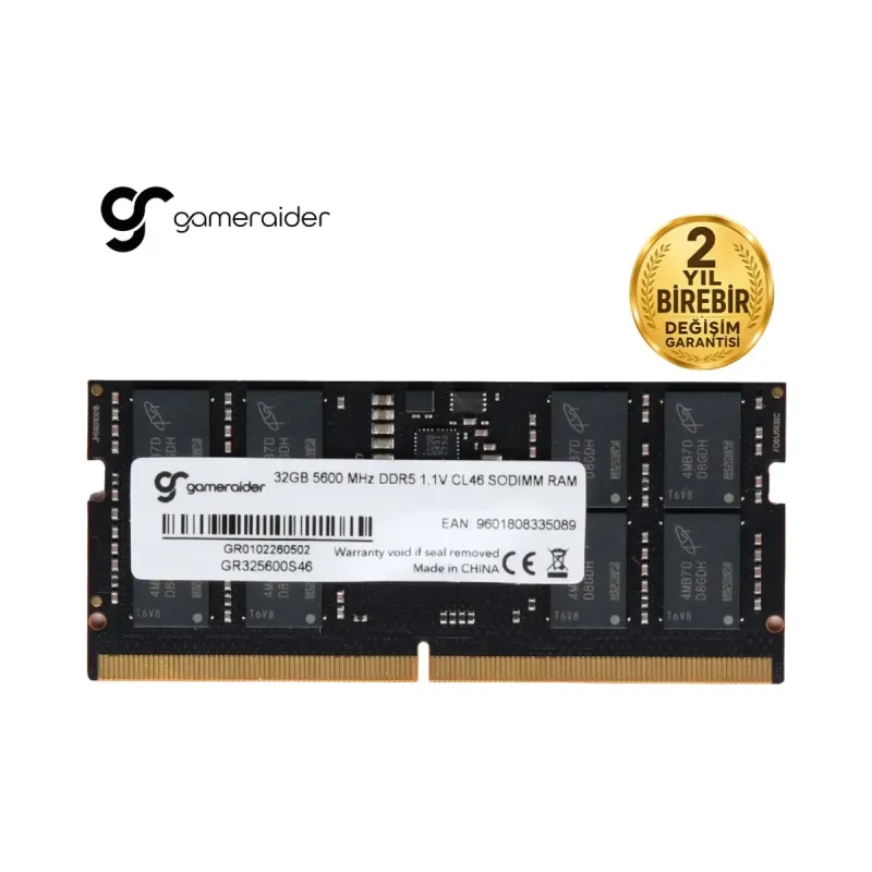 GameRaider GR325600S46 32 GB (1x32 GB) DDR5 5600 MT/s CL46 SO-DIMM Siyah RAM
