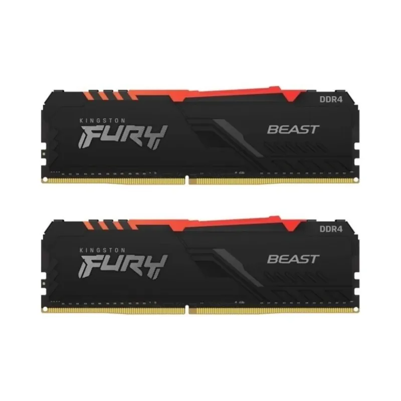 Kingston Fury Beast RGB 16 GB (2x8 GB) DDR4 3200 MT/s CL16 DIMM Siyah KF432C16BBAK2/16 RAM