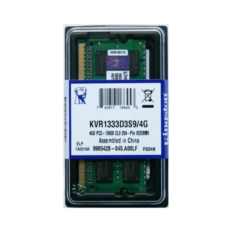 Kingston ValueRAM 4 GB (1x4 GB) DDR3 1333 MT/s CL9 SO-DIMM Yeşil KVR1333D3S9/4 RAM