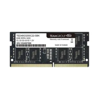 Team Group Elite 8 GB (1x8 GB) DDR4 3200 MT/s CL22 SO-DIMM Siyah RAM