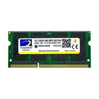 TwinMOS MDD38GB1600N 8 GB (1x8 GB) DDR3 1600 MT/s CL11 SO-DIMM Yeşil RAM