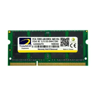 TwinMOS MDD3L4GB1600N 4 GB (1x4 GB) DDR3 1600 MT/s CL11 SO-DIMM Yeşil RAM