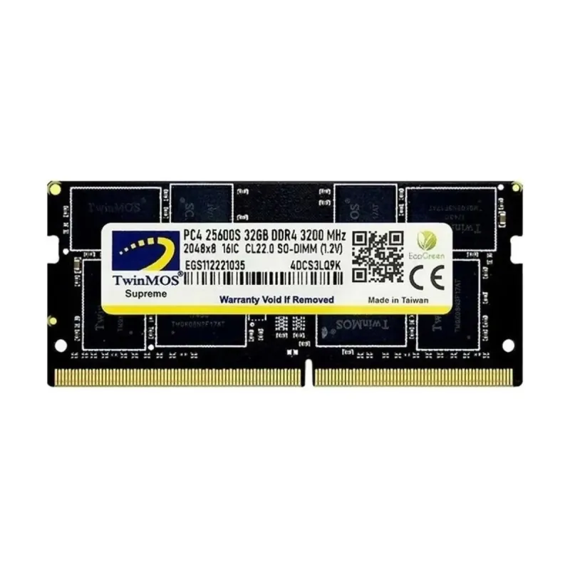 TwinMOS MDD432GB3200N 32 GB (1x32 GB) DDR4 3200 MT/s CL22 SO-DIMM Siyah RAM