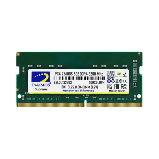 TwinMOS MDD48GB3200N 8 GB (1x8 GB) DDR4 3200 MT/s CL22 SO-DIMM Siyah RAM
