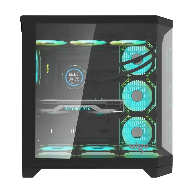 Aigo FT418 Pro ATX Siyah Temperli Cam 4 Fanlı 750W PSU Bilgisayar Kasası