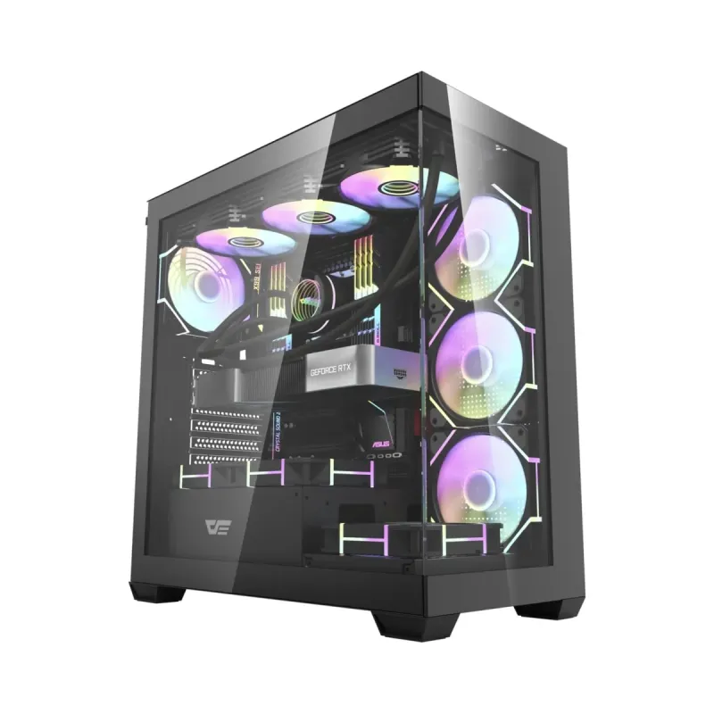 DarkFlash DS900 ATX Siyah Temperli Cam 4 Fanlı 750W PSU Bilgisayar Kasası