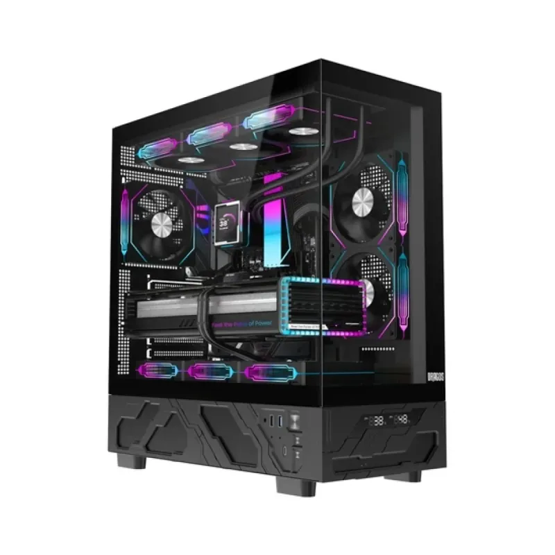 Dragos Basalt Pro ATX Siyah Temperli Cam 6 ARGB Fanlı 600W PSU Bilgisayar Kasası