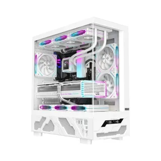 Dragos Basalt Pro ATX Beyaz Temperli Cam 6 ARGB Fanlı 600W PSU Bilgisayar Kasası