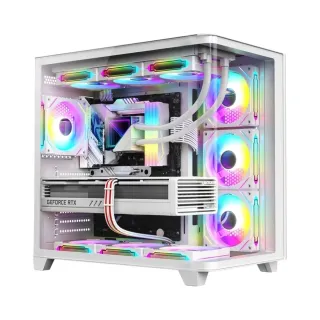 Dragos Ocean Curved Pro E-ATX Beyaz Temperli Cam 7 ARGB Fanlı 750W PSU Bilgisayar Kasası
