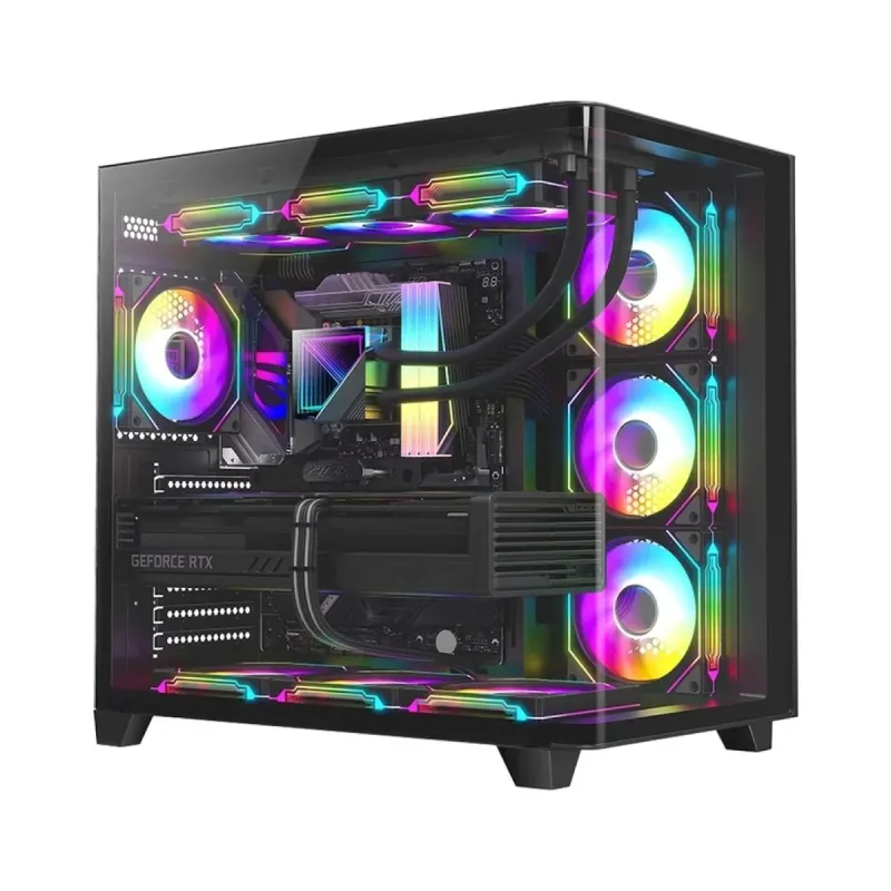Dragos Ocean Curved Pro E-ATX Siyah Temperli Cam 7 ARGB Fanlı 750W PSU Bilgisayar Kasası
