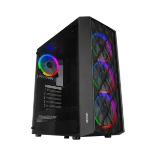 Everest Bumpy ATX Siyah Temperli Cam 4 Rainbow Fanlı 600W PSU Bilgisayar Kasası