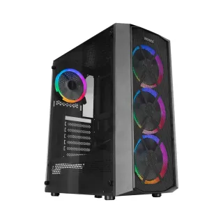 Everest Flat Mesh ATX Siyah Temperli Cam 4 Rainbow Fanlı Bilgisayar Kasası