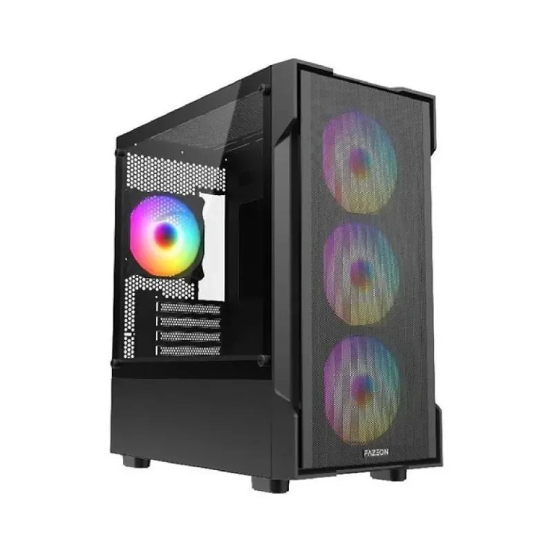 Fazeon F1 ATX Siyah Temperli Cam 4 Rainbow Fanlı 650W PSU Bilgisayar Kasası