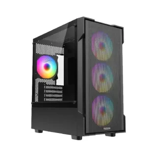 Fazeon F1 ATX Siyah Temperli Cam 4 Rainbow Fanlı 650W PSU Bilgisayar Kasası
