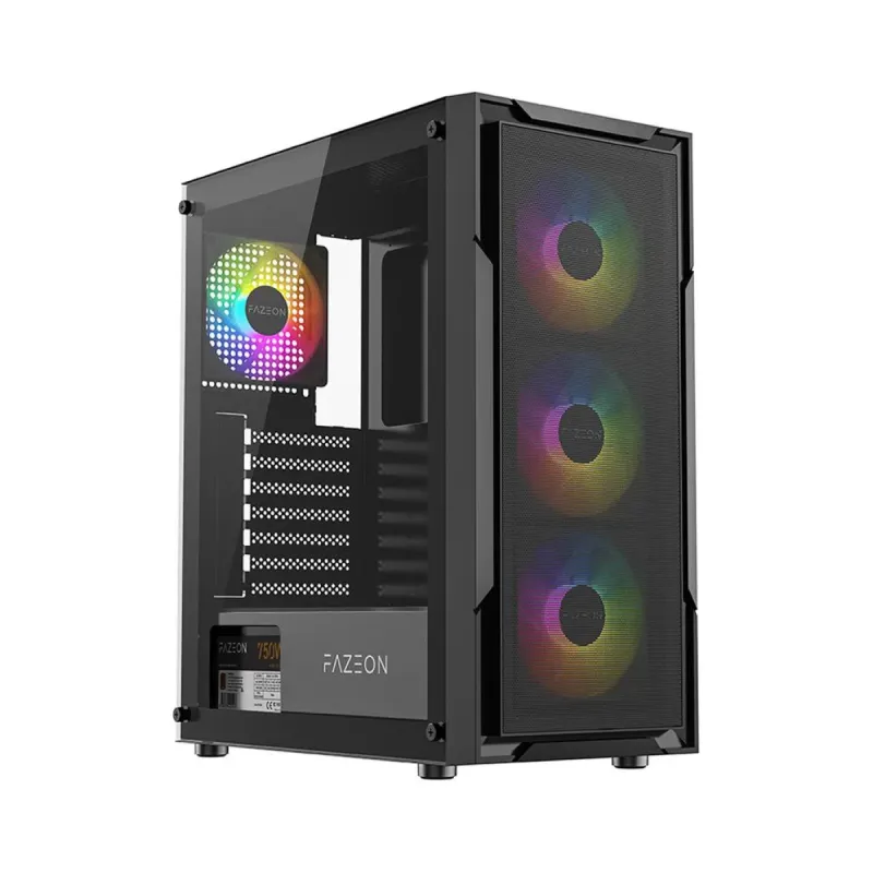 Fazeon F11 ATX Siyah Temperli Cam 4 RGB Fanlı 750W PSU Bilgisayar Kasası