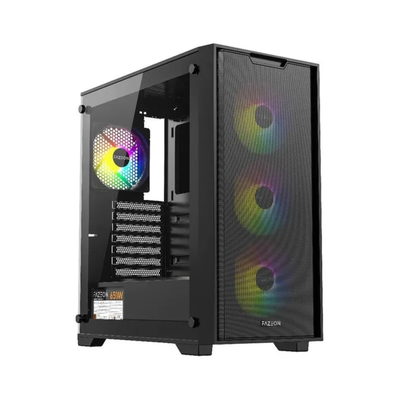 Fazeon F5 ATX Siyah Temperli Cam 4 ARGB Fanlı 650W PSU Bilgisayar Kasası