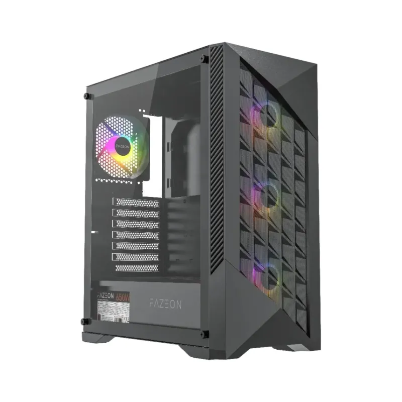 Fazeon F8 E-ATX Siyah Temperli Cam 4 ARGB Fanlı 650W PSU Bilgisayar Kasası