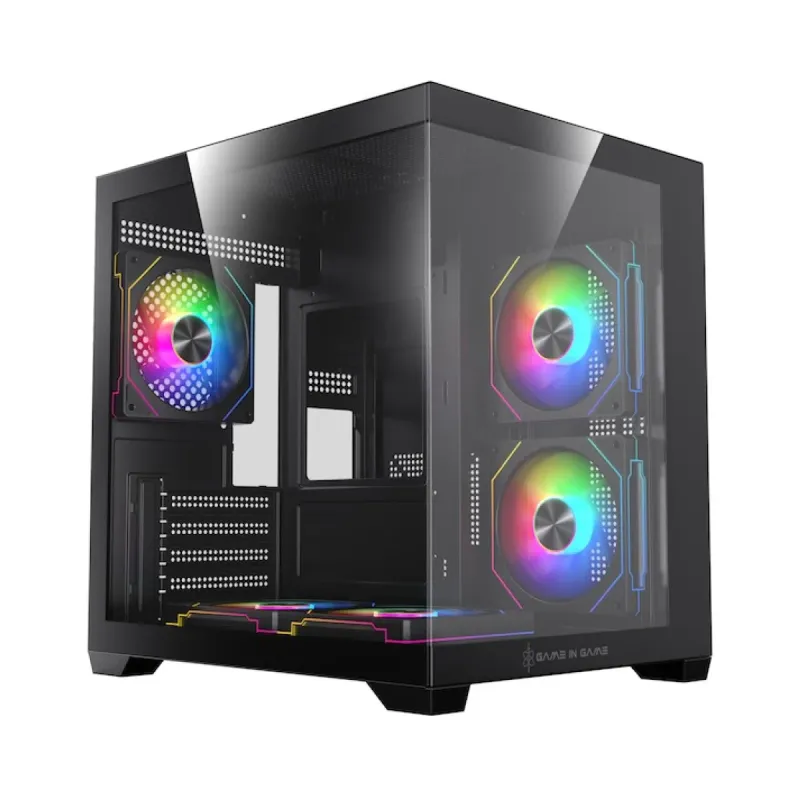 Game in Game Cool Micro ATX Siyah Temperli Cam 5 ARGB Fanlı Bilgisayar Kasası