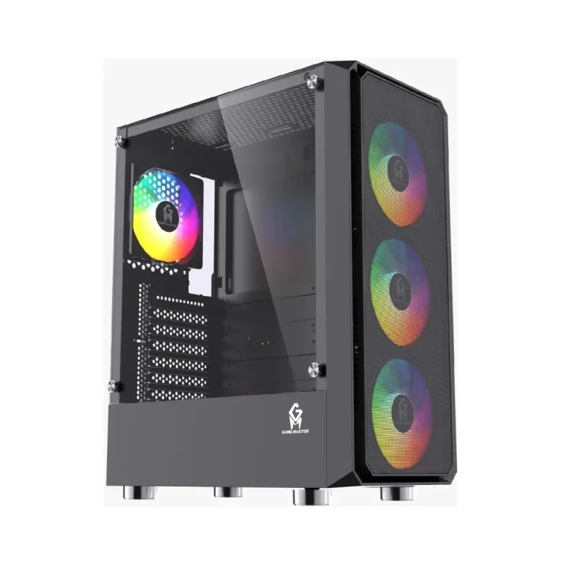 Game Master R14 ATX Siyah Temperli Cam 4 Rainbow Fanlı 450W PSU Bilgisayar Kasası