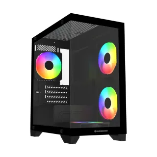 GameBooster M6001B Micro ATX Siyah Temperli Cam 4 Rainbow Fanlı 600W PSU Bilgisayar Kasası