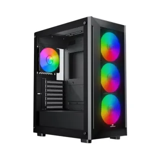 GameBooster Raider E651B E-ATX Siyah 4 Rainbow Fanlı 650W PSU Bilgisayar Kasası