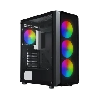 GameBooster Round A650B ATX Siyah Temperli Cam 4 Rainbow Fanlı 600W PSU Bilgisayar Kasası