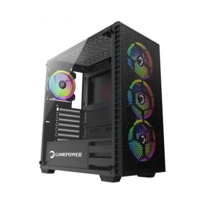 Gamepower Horizon Mesh E-ATX Siyah Temperli Cam 4 RGB Fanlı 650W PSU Bilgisayar Kasası