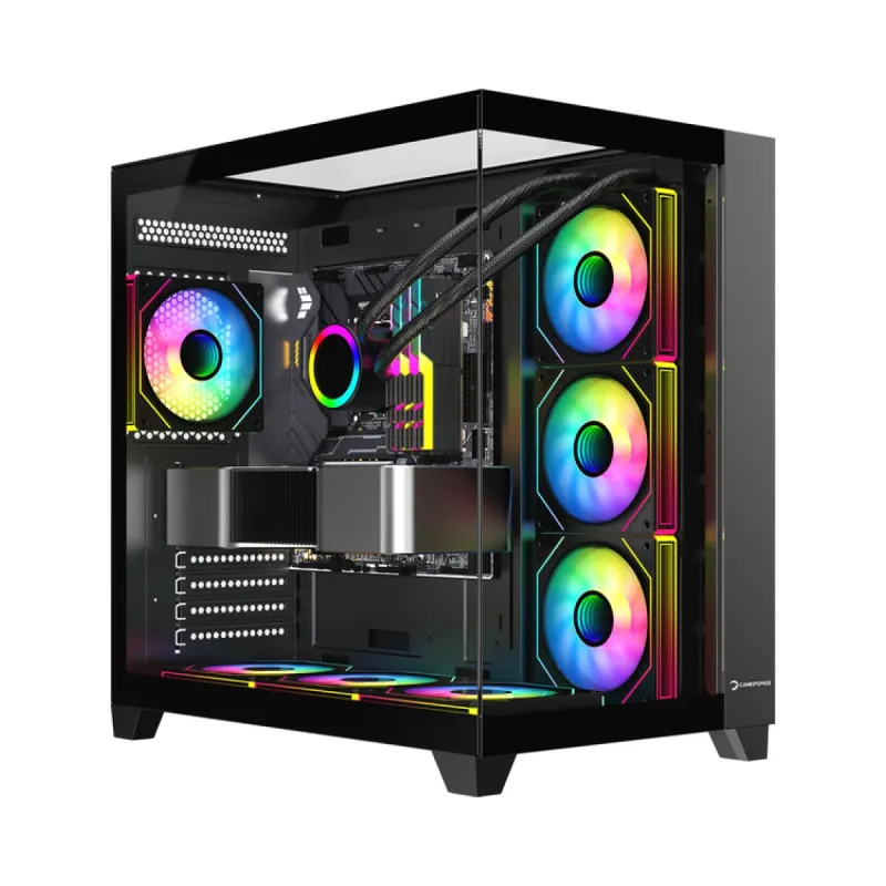 Gamepower Warcry TopGlass ATX Siyah Temperli Cam 4 ARGB Fanlı 750W PSU Bilgisayar Kasası