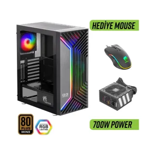 Green Grıffın G3+ E-ATX Siyah Temperli Cam 4 ARGB Fanlı 700W PSU Bilgisayar Kasası