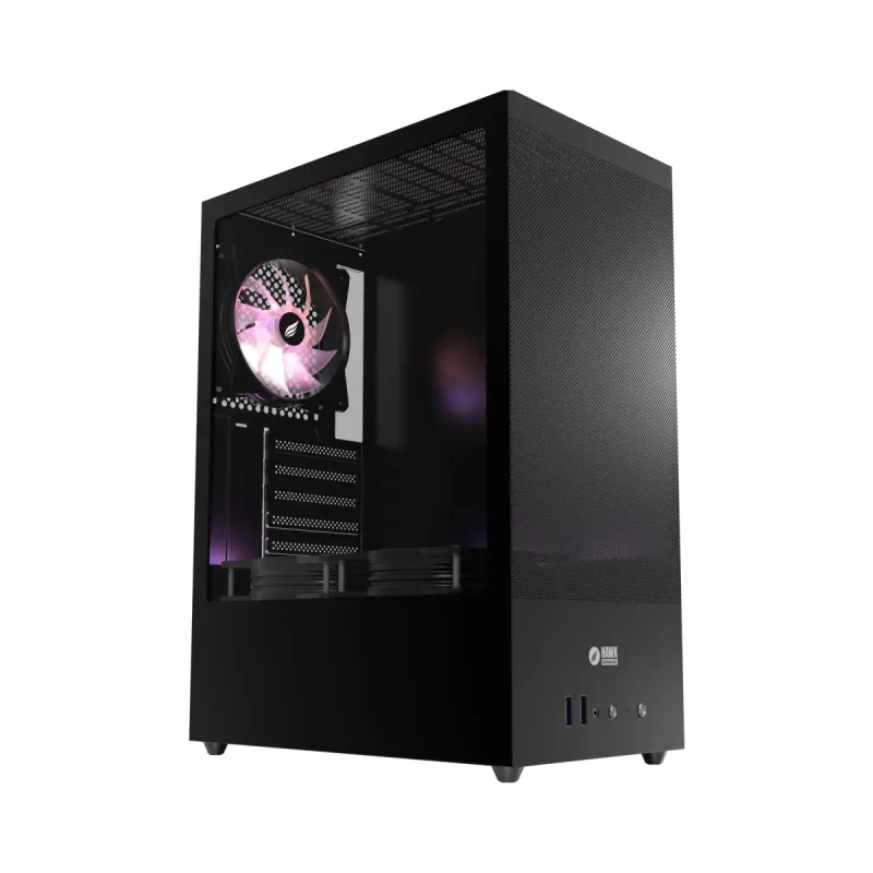 Hawk HC310 Micro ATX Siyah Temperli Cam 3 RGB Fanlı 600W PSU Bilgisayar Kasası
