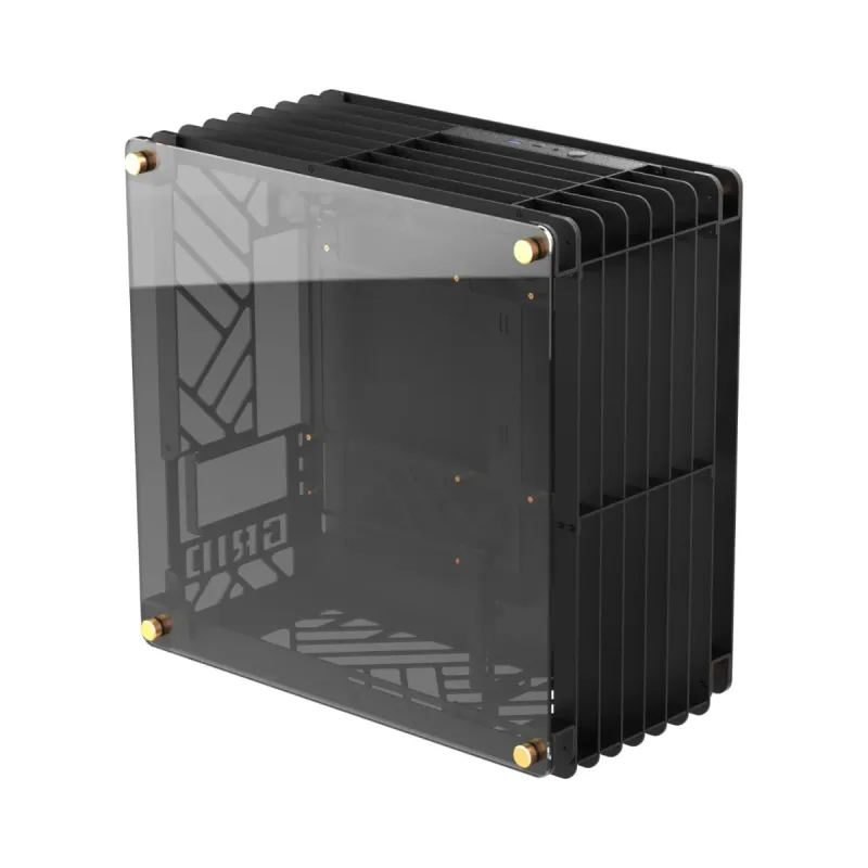 Hyper Rocket Grid Micro ATX Siyah Temperli Cam Fansız Bilgisayar Kasası