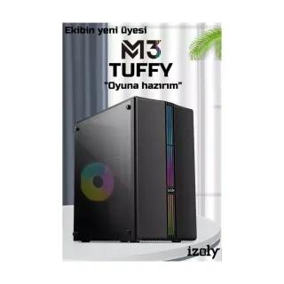 İzoly Tuffy M3 Micro ATX Siyah Temperli Cam 1 ARGB Fanlı Bilgisayar Kasası