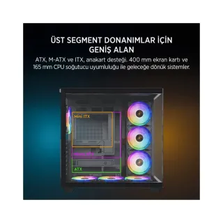 James Donkey Stark S801 ATX Siyah Temperli Cam 7 ARGB Fanlı 650W PSU Bilgisayar Kasası