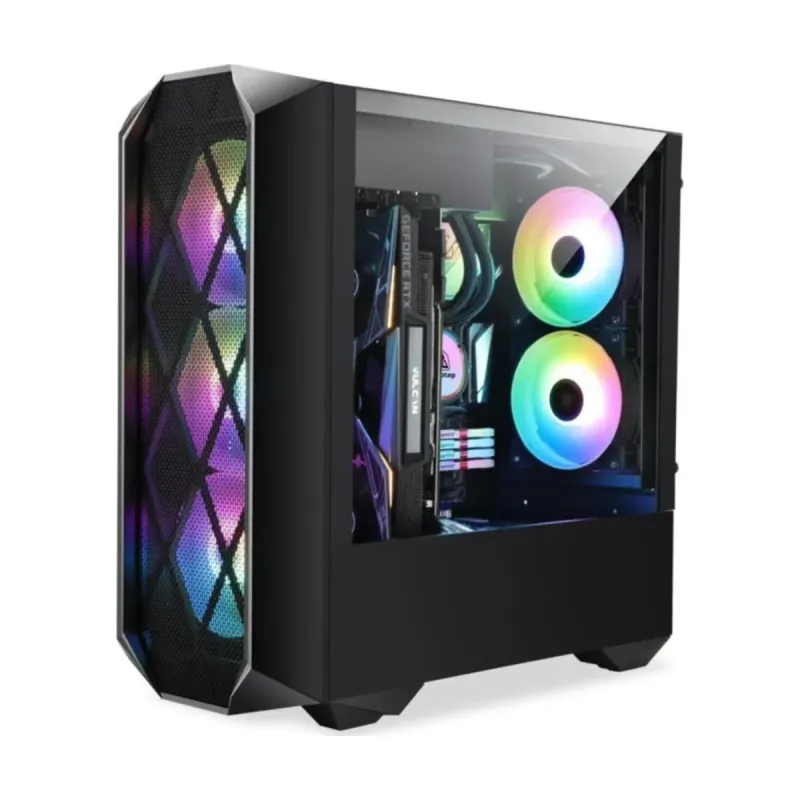 Lunatic Orkinos E-ATX Siyah Temperli Cam 4 RGB Fanlı Bilgisayar Kasası