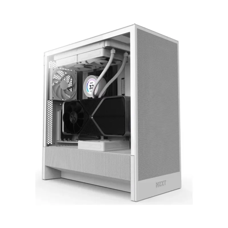 NZXT H5 Flow E-ATX Beyaz Temperli Cam 2 Fanlı Bilgisayar Kasası
