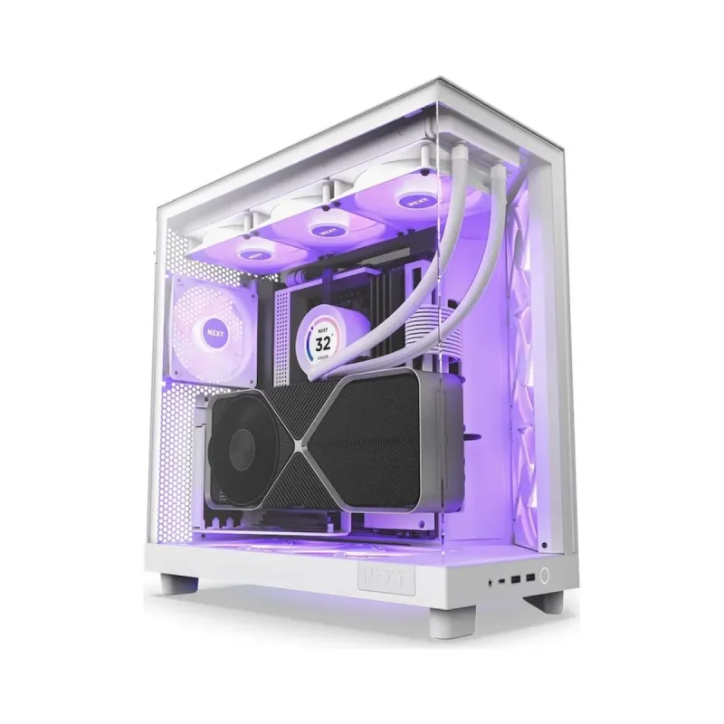 NZXT H6 Flow RGB ATX Beyaz Temperli Cam 3 RGB Fanlı Bilgisayar Kasası