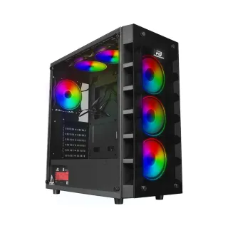 PowerBoost X59 ATX Siyah Temperli Cam 6 RGB Fanlı 650W PSU Bilgisayar Kasası