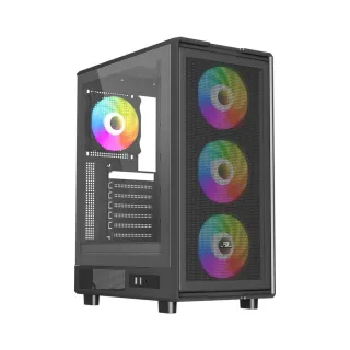 PowerBoost A601B ATX Siyah Temperli Cam 4 Rainbow Fanlı 600W PSU Bilgisayar Kasası