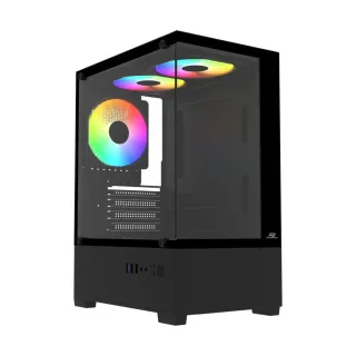 PowerBoost M5001B Micro ATX Siyah Temperli Cam 3 Rainbow Fanlı 500W PSU Bilgisayar Kasası