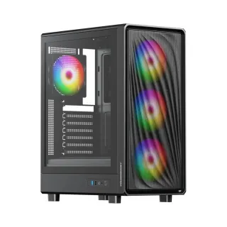 PowerBoost PB-A5065B E-ATX Siyah Temperli Cam 4 ARGB Fanlı 650W PSU Bilgisayar Kasası