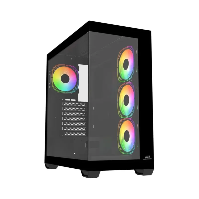 PowerBoost PB-A7510B ATX Siyah Temperli Cam 4 ARGB Fanlı 750W PSU Bilgisayar Kasası