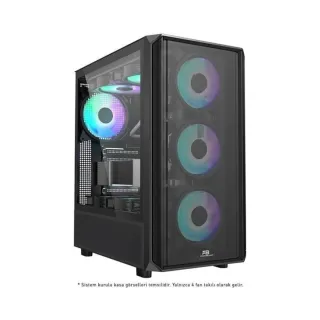 PowerBoost PB-P3602BB ATX Siyah Temperli Cam 4 ARGB Fanlı 850W PSU Bilgisayar Kasası