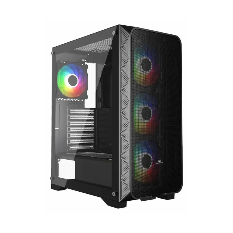 PowerBoost PB-PS5846B ATX Siyah Temperli Cam 4 Rainbow Fanlı 600W PSU Bilgisayar Kasası