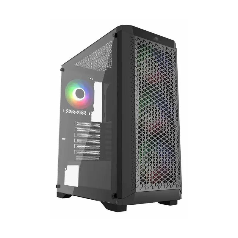 PowerBoost PB-PS5847B ATX Siyah Temperli Cam 4 Rainbow Fanlı 600W PSU Bilgisayar Kasası
