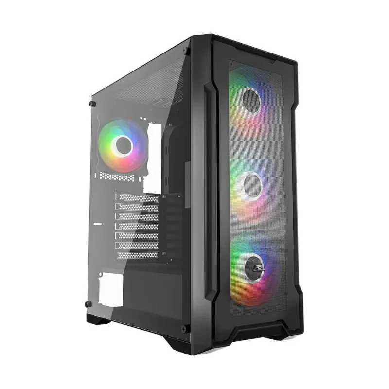 PowerBoost PB-PS6849B ATX Siyah Temperli Cam 4 Rainbow Fanlı 650W PSU Bilgisayar Kasası