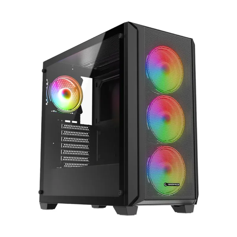 Rampage Elysian ATX Siyah Temperli Cam 4 ARGB Fanlı 850W PSU Bilgisayar Kasası